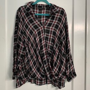 2X plaid wrap top